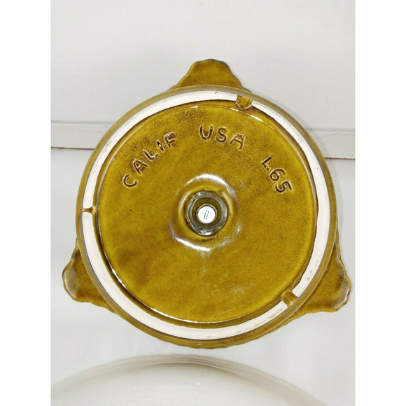 Vintage California Pottery Green Lazy Susan 3 Compartment with Dip Dish & Lid - Picture 6 of 7